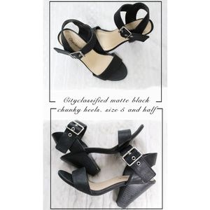 Matte Black Chunky Heels